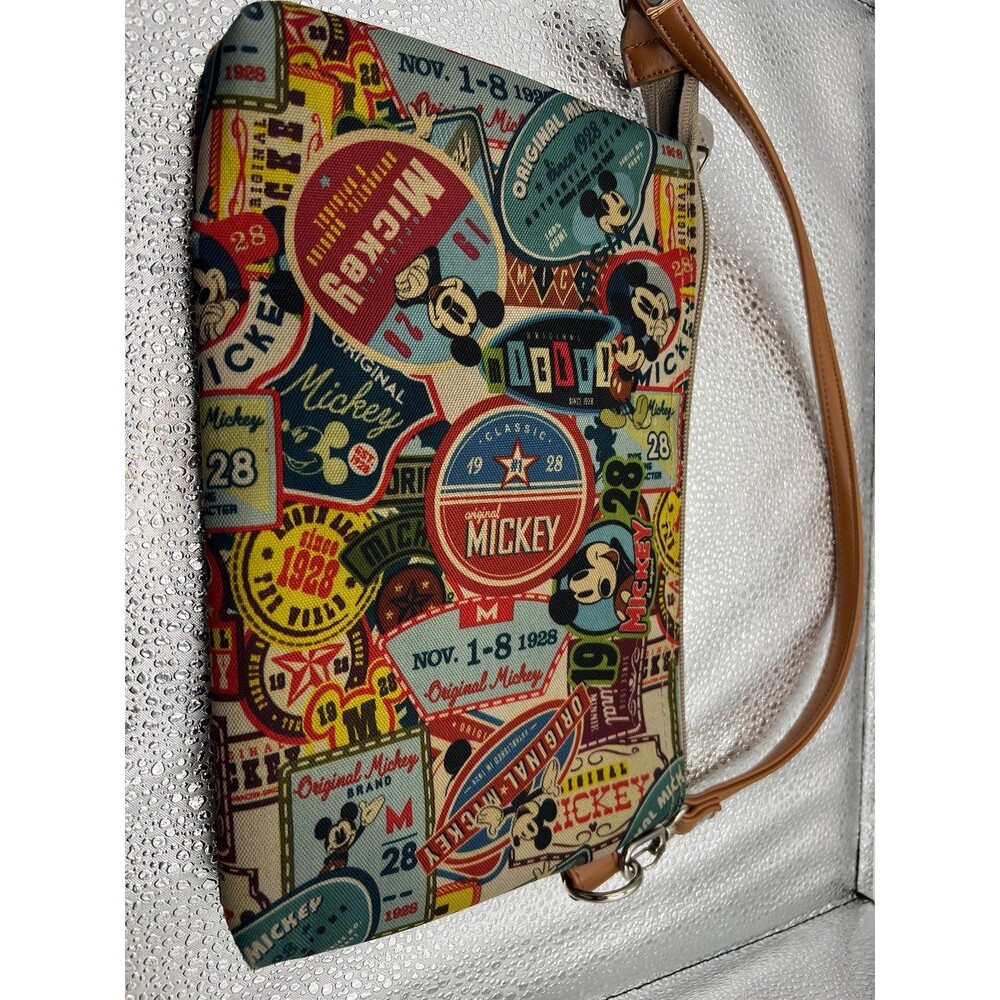 Disney VTG Mickey Mouse Patchwork Pattern Cross Body Bag - Convertible
